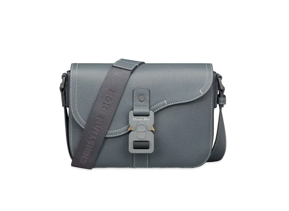 Dior Small Saddle Messenger Bag with Flap Grained Calfskin "Deep Gray"