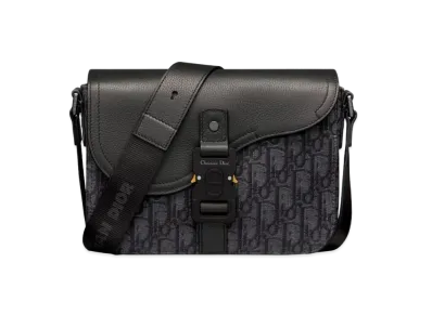 Dior Mini Saddle Bag Dior Oblique Jacquard Grained Calfskin "Black"