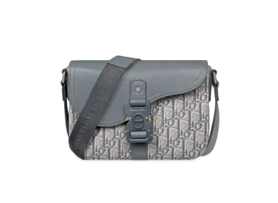 Dior Small Saddle Messenger Bag with Flap Dior Oblique Jacquard and Grained Calfskin "Deep Gray"