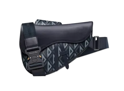 Dior Saddle Bag CD Diamond Canvas Smooth Calfskin "Navy Blue"