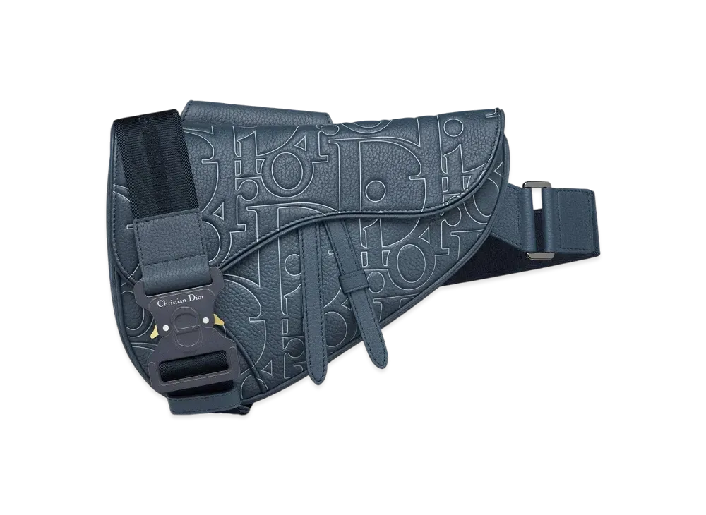 Dior Saddle Bag Dior Gravity Outline Leather and Grained Calfskin "Navy Blue"