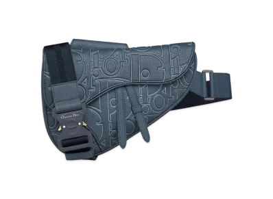 Dior Saddle Bag Dior Gravity Outline Leather and Grained Calfskin "Navy Blue"