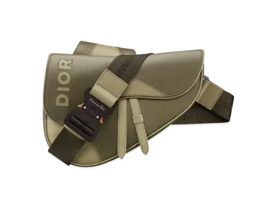 Dior Saddle Bag Smooth Calfskin Marquetry Signature "Khaki"