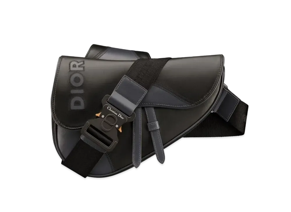 Dior Saddle Bag Smooth Calfskin Marquetry Dior Signature "Deep Gray"