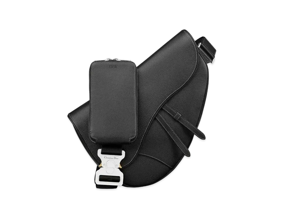 Dior Maxi Saddle Bag Grained Calfskin "Black"