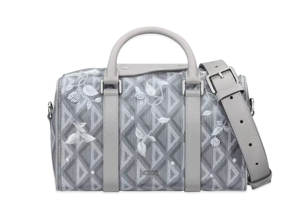 Dior Lingot 26 Bag CD Diamond Canvas Lily Of The Valley Embroidery "Gray"