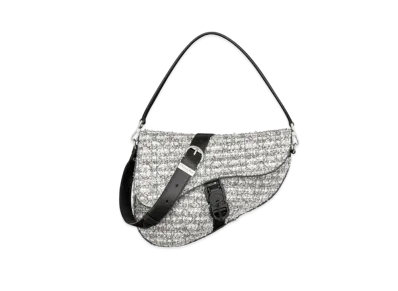 Dior Saddle Twin Bag Cannage Tweed "Silver"