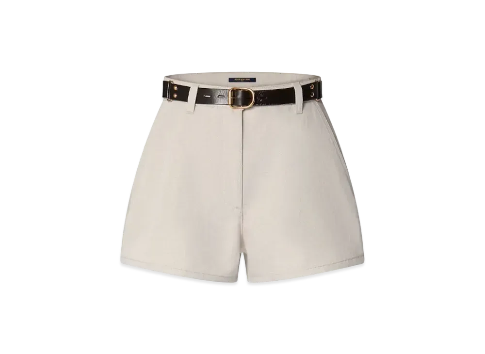 Louis Vuitton Belted Gabardine Mini Shorts "Beige Chine"