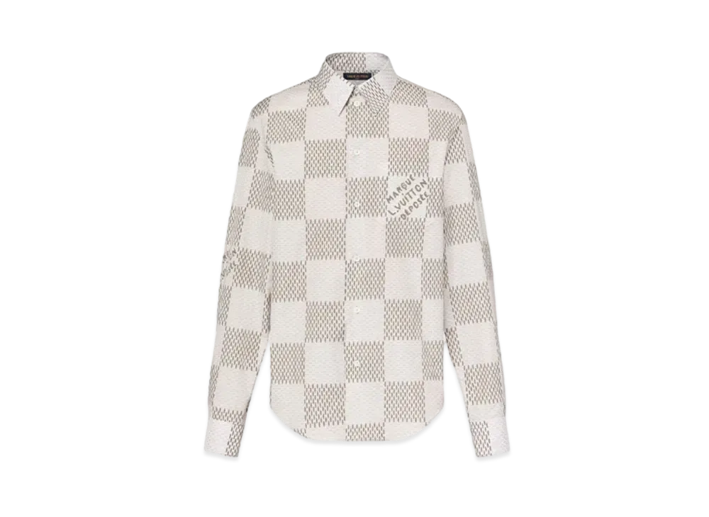 Louis Vuitton Damier Long-Sleeved Classic Cotton Shirt "Grey Bis"