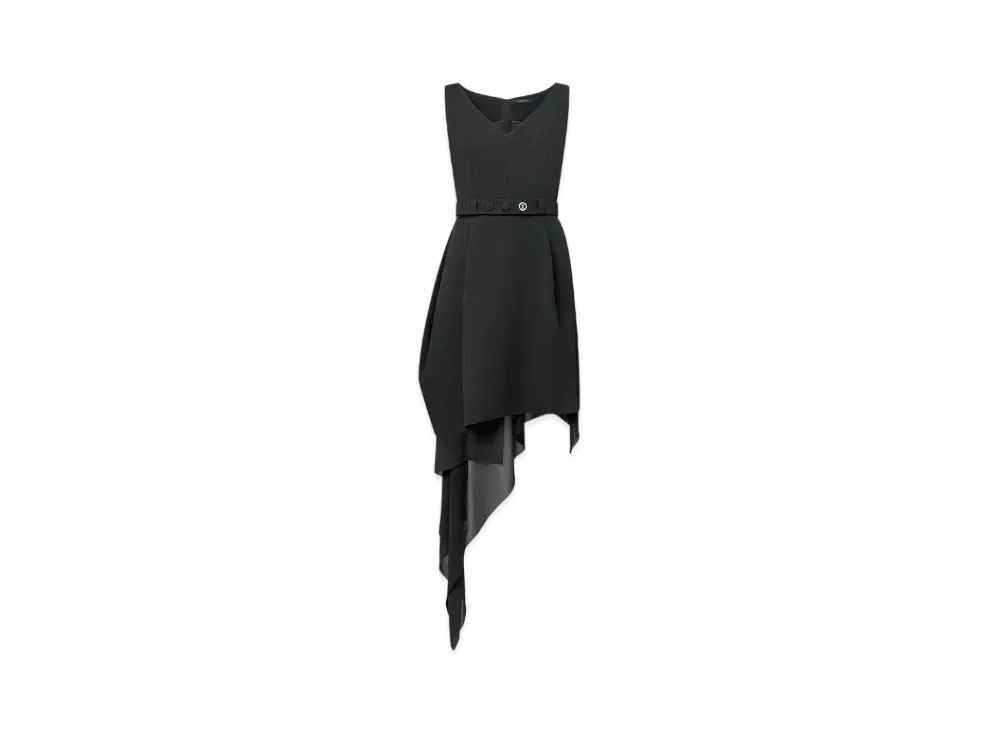 Louis Vuitton Silk Train Belted Dress "Noir"