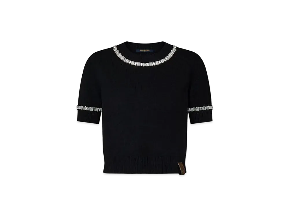 Louis Vuitton Beaded Trim Knit Top "Noir"