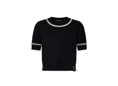 Louis Vuitton Beaded Trim Knit Top "Noir"