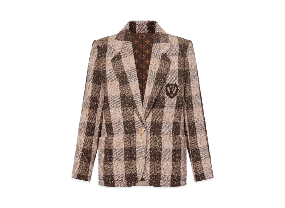 Louis Vuitton Check Tweed Preppy Blazer "Corne Naturel"