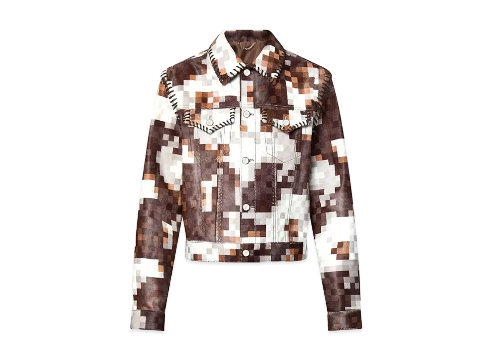 Louis Vuitton Leather Trucker Jacket "Multicolore"