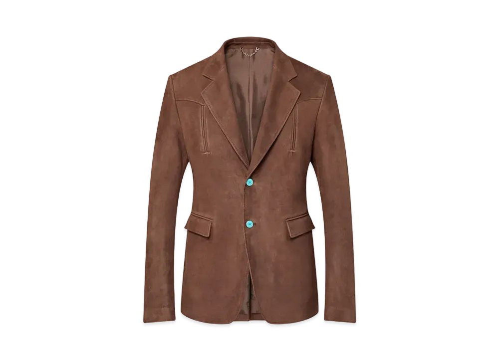Louis Vuitton Single-Breasted Nubuck Leather Jacket "Brown"