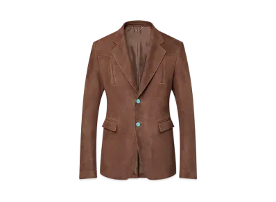 Louis Vuitton Single-Breasted Nubuck Leather Jacket "Brown"