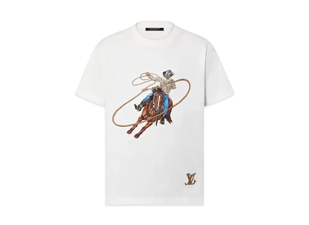 Louis Vuitton Graphic Embroidered Cotton T-Shirt "Milky White"