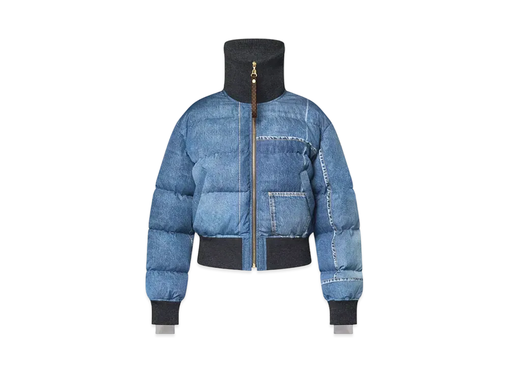 Louis Vuitton Denim Print Cropped Puffer Jacket "Strong Blue"