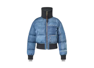 Louis Vuitton Denim Print Cropped Puffer Jacket "Strong Blue"