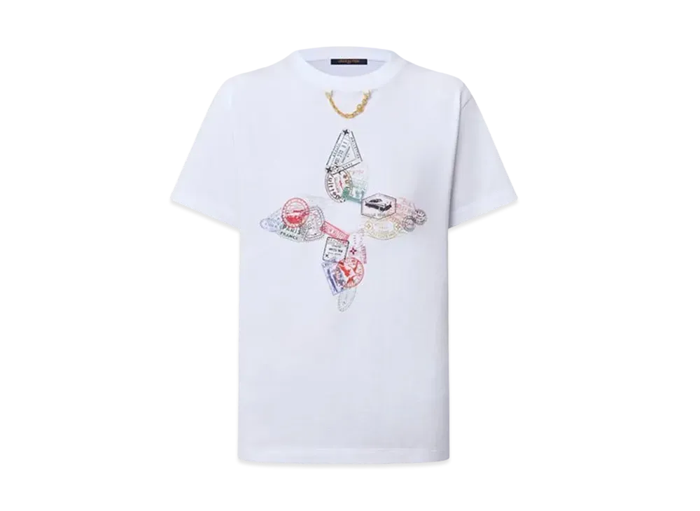 Louis Vuitton Travel Stamp Flower T-Shirt "Optic White"