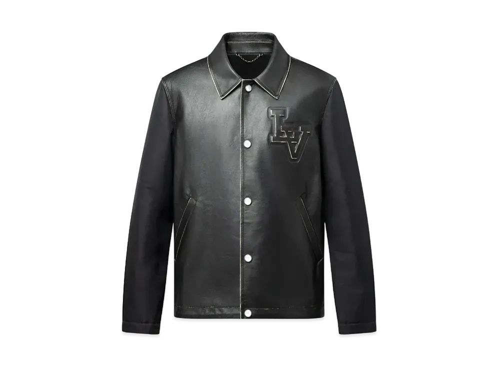 Louis Vuitton Vintage Effect Leather and Nylon Coach Jacket "Noir"