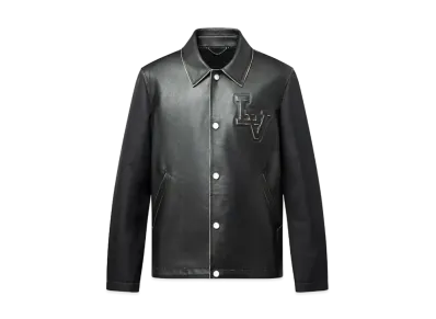 Louis Vuitton Vintage Effect Leather and Nylon Coach Jacket "Noir"