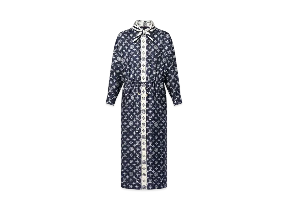 Louis Vuitton Women's Monogram Silk Dress "Encre"