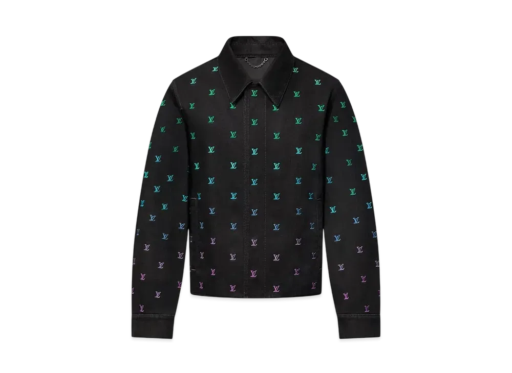 Louis Vuitton Men's LV Blason Gradient Embroidered Denim Coach Jacket "Noir"