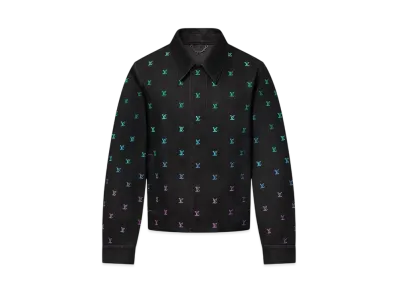 Louis Vuitton Men's LV Blason Gradient Embroidered Denim Coach Jacket "Noir"