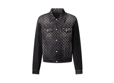 Louis Vuitton Flocked Damier Denim Trucker Jacket "Noir"