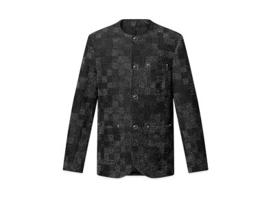 Louis Vuitton Denim Bouclette Collarless Jacket "Noir"