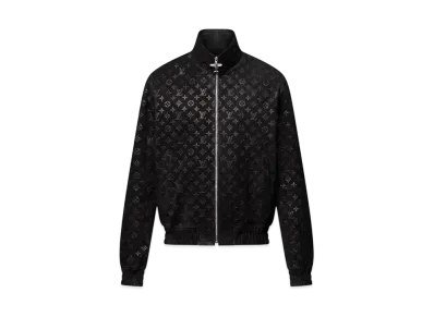 Louis Vuitton Monogram Debossed Leather Tracksuit Jacket "Noir"