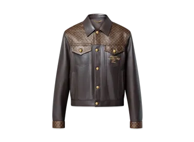 Louis Vuitton Embellished Leather Trucker Jacket "Dark Brown"