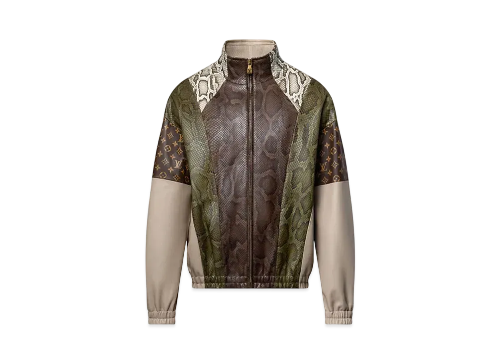 Louis Vuitton Python Mix Leather Tracksuit Top "Mid Brown"