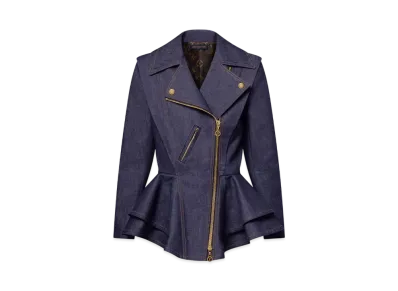 Louis Vuitton Women's Denim Flounce Biker Jacket "Navy"