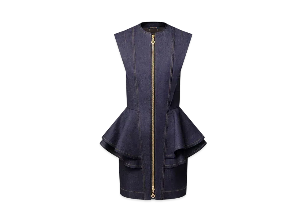 Louis Vuitton Women's Denim Flounce Dress "Navy"