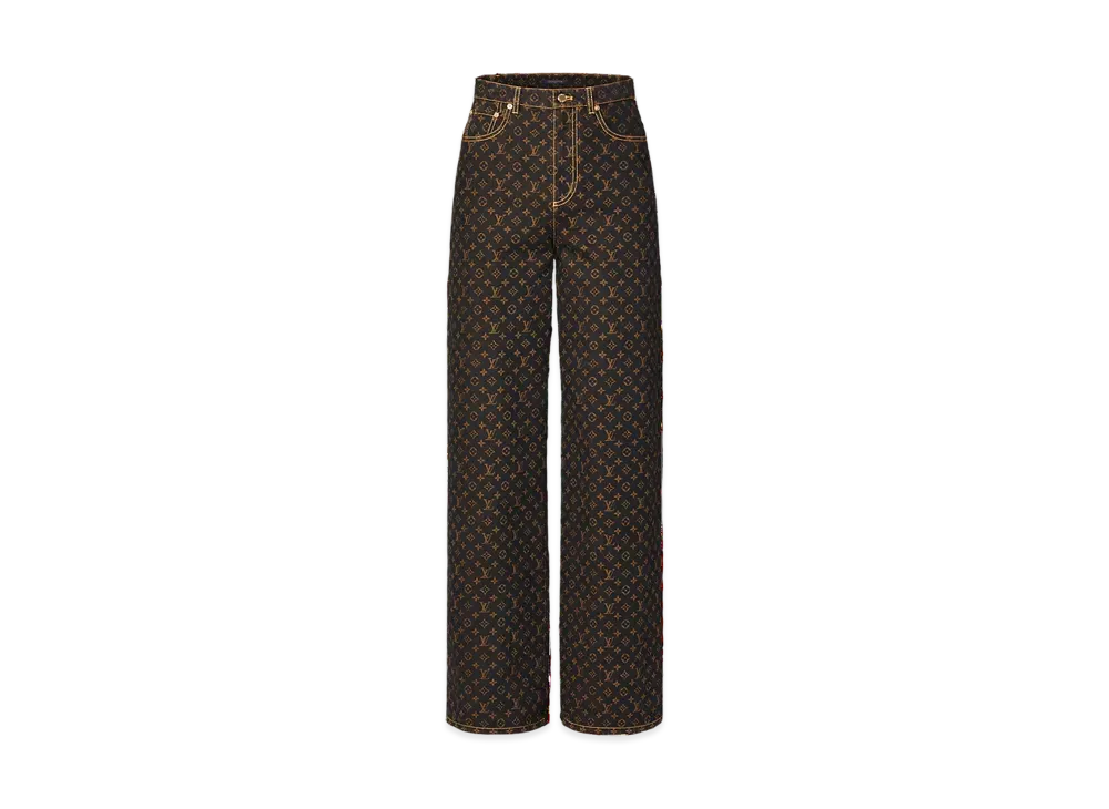 Louis Vuitton Women's Monogram Straight-Cut Jeans Monogram Motif "Marron"
