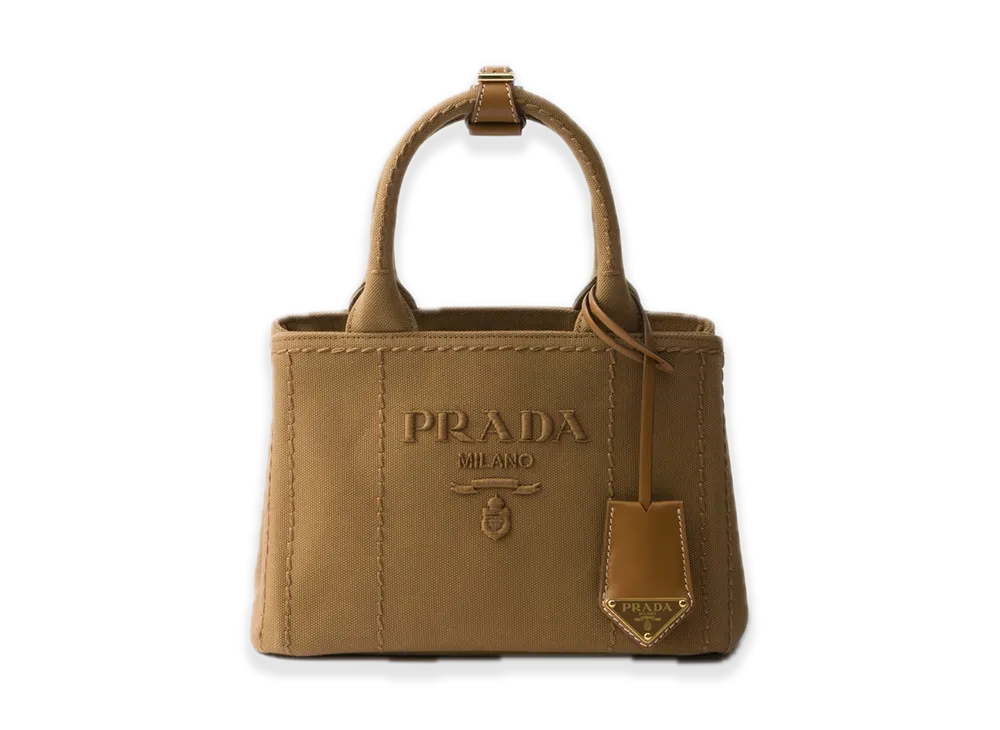 PRADA Cotton Canvas Mini Handbag "Tobacco"