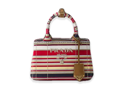 PRADA Stripe Cotton Canvas Mini Bag "Red/Yellow"
