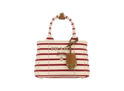 PRADA Women's Embroidecanvas Mini Handbag "Stripped"
