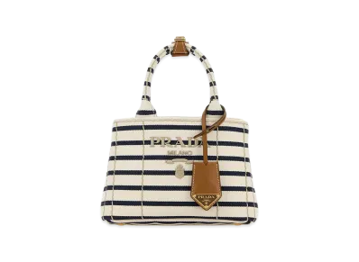 PRADA Women's Embroidecanvas Mini Handbag "Stripped"