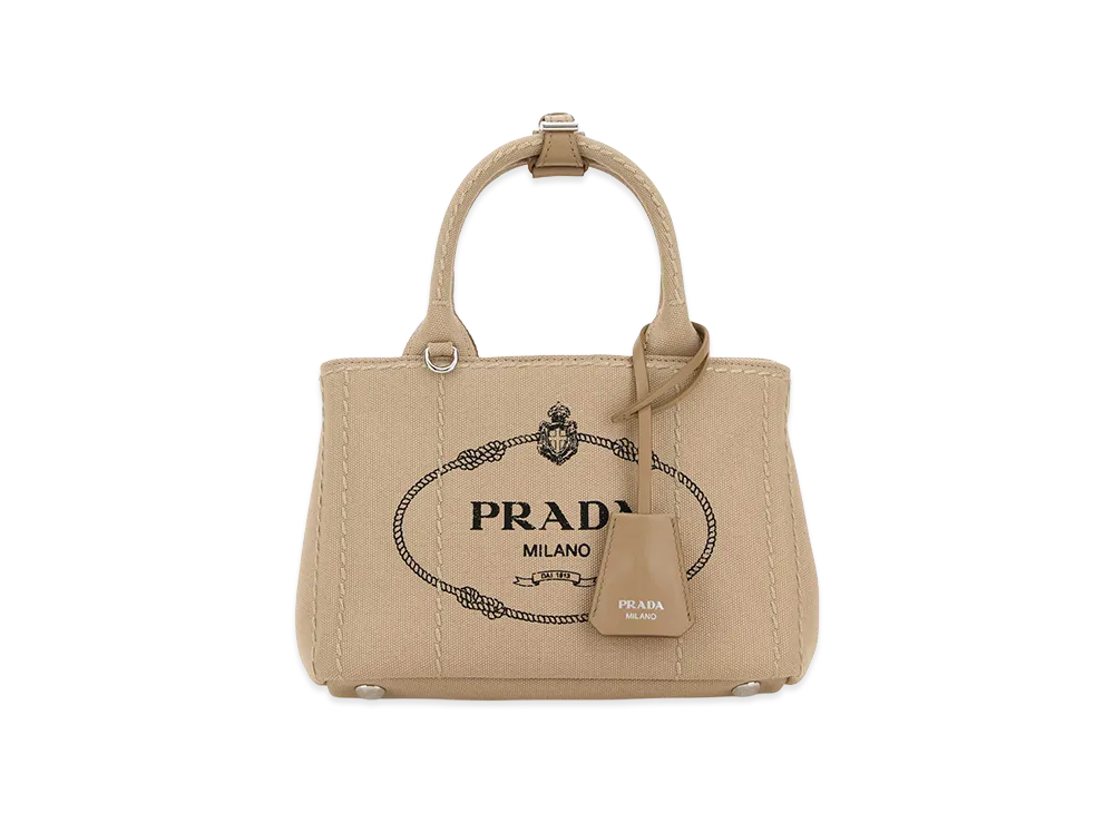 PRADA Women's Canvas Mini Jardinia re Handbag "Beige"