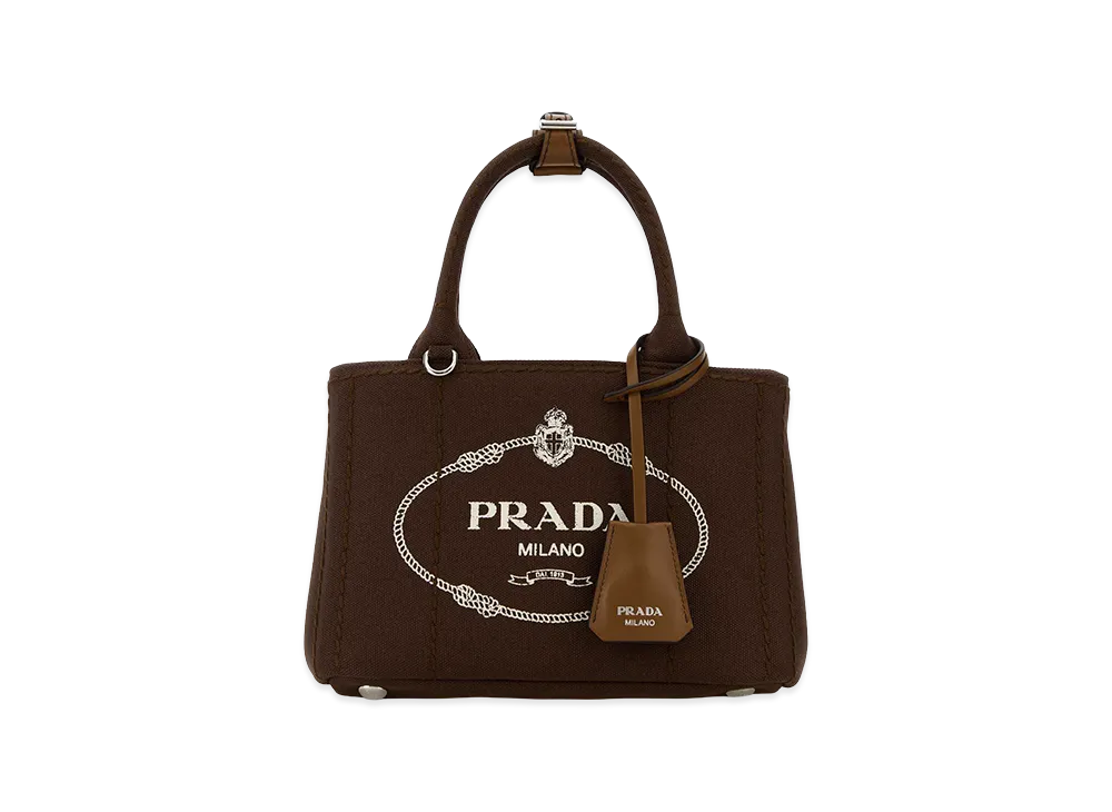 PRADA Women's Canvas Mini Jardiniere Handbag "Brown"