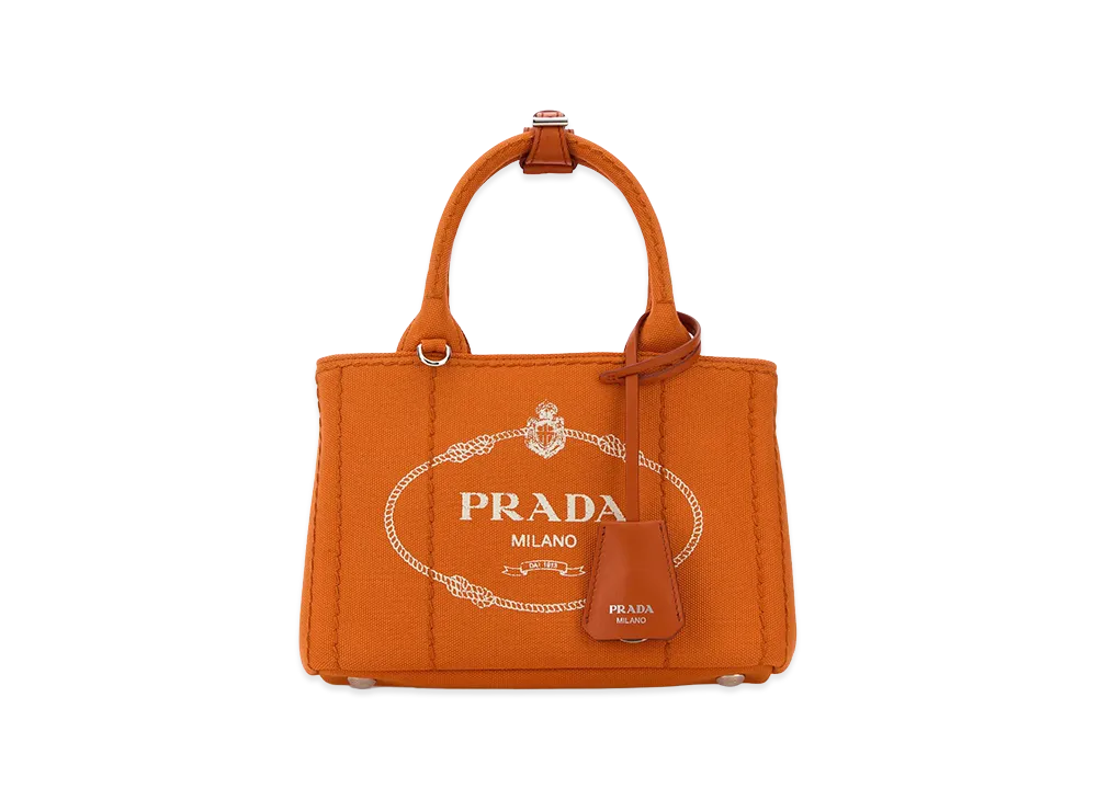 PRADA Women's Canvas Mini Jardiniere Handbag "Orange"