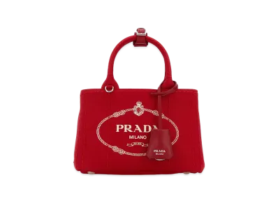 PRADA Women's Canvas Mini Jardiniere Handbag "Red"