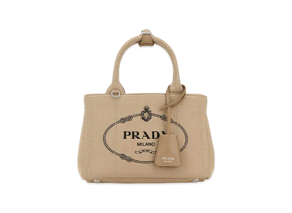 PRADA Women's Canvas Mini Jardiniere Handbag "Beige"