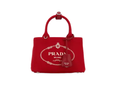 PRADA Women's Canvas Mini Jardinia Re Handbag "Red"
