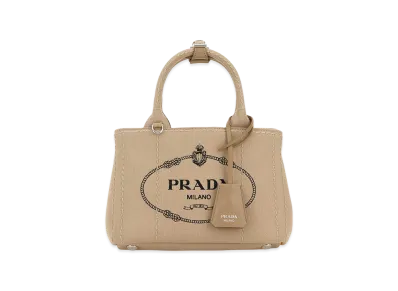 PRADA Women's Canvas Mini Jardinia Re Handbag "Beige"