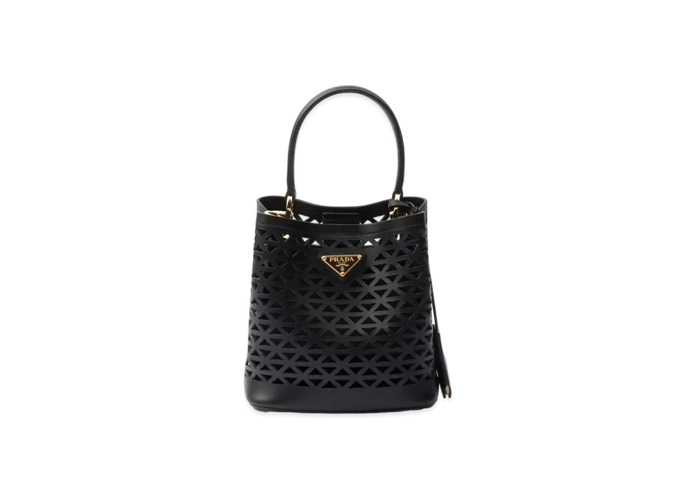 PRADA Panier Leather Mini Bag with Cut-Out Motif "Black"