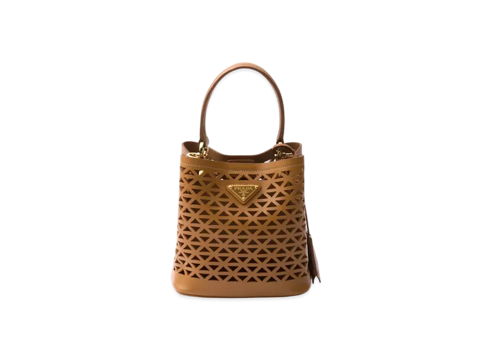 PRADA Panier Leather Mini Bag with Cut-Out Motif "Caramel"